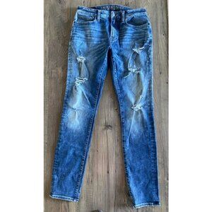 American Eagle Outfitters Flex Slim Taper Distressed Blue Jeans Men's 30x34